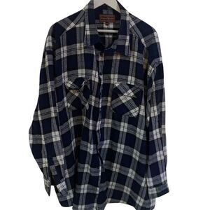 Cotton Works size 4XLT flannel button down black white long sleeve